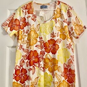 CASUAL CORNER ANNEX SPORTS Floral Print Women's Blouse in Red and Yellow